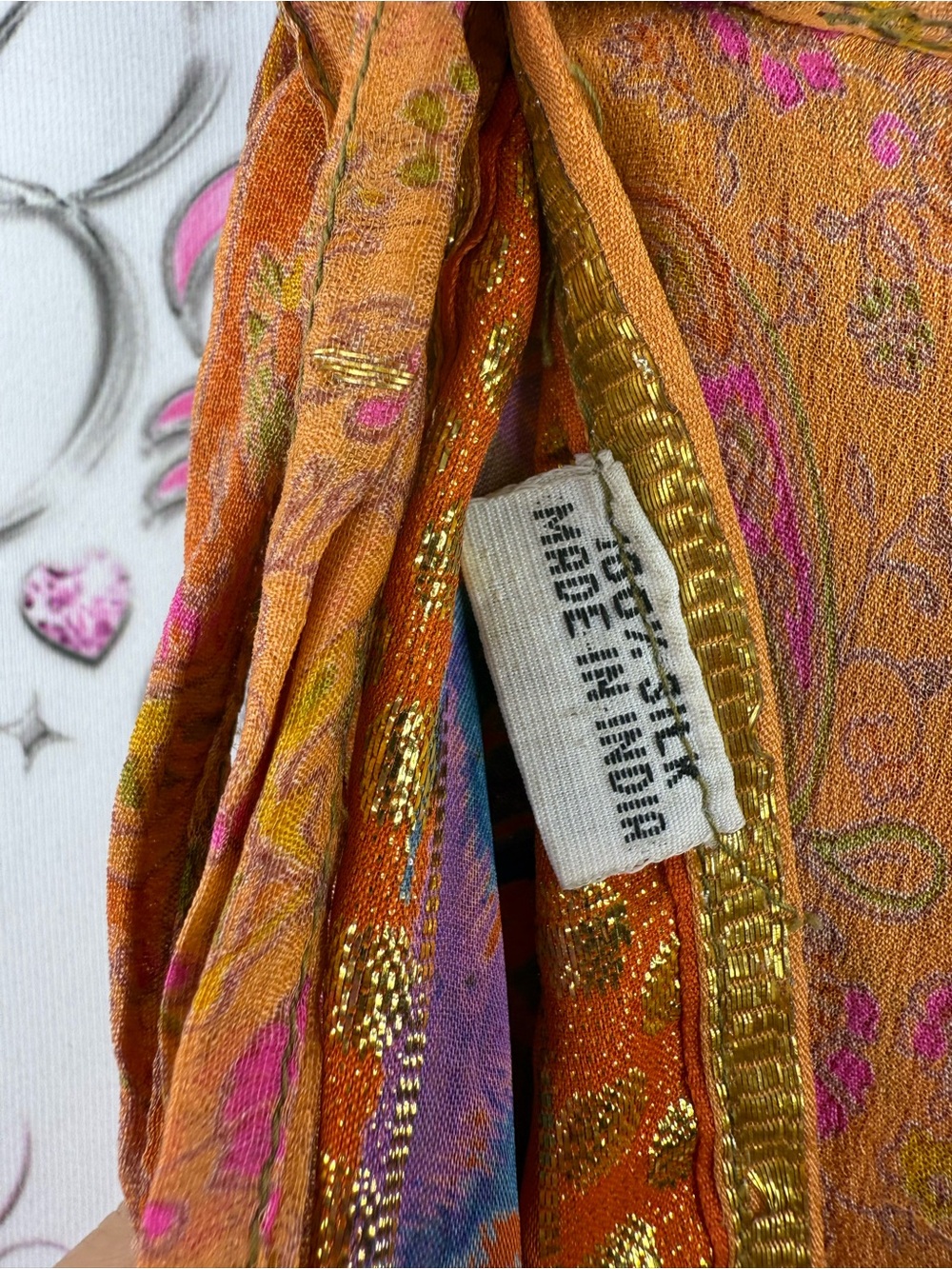 Silk skirt tie up paisley shiny goldBohemian Orange Floral Wrap Skirt - Picture 10 of 14